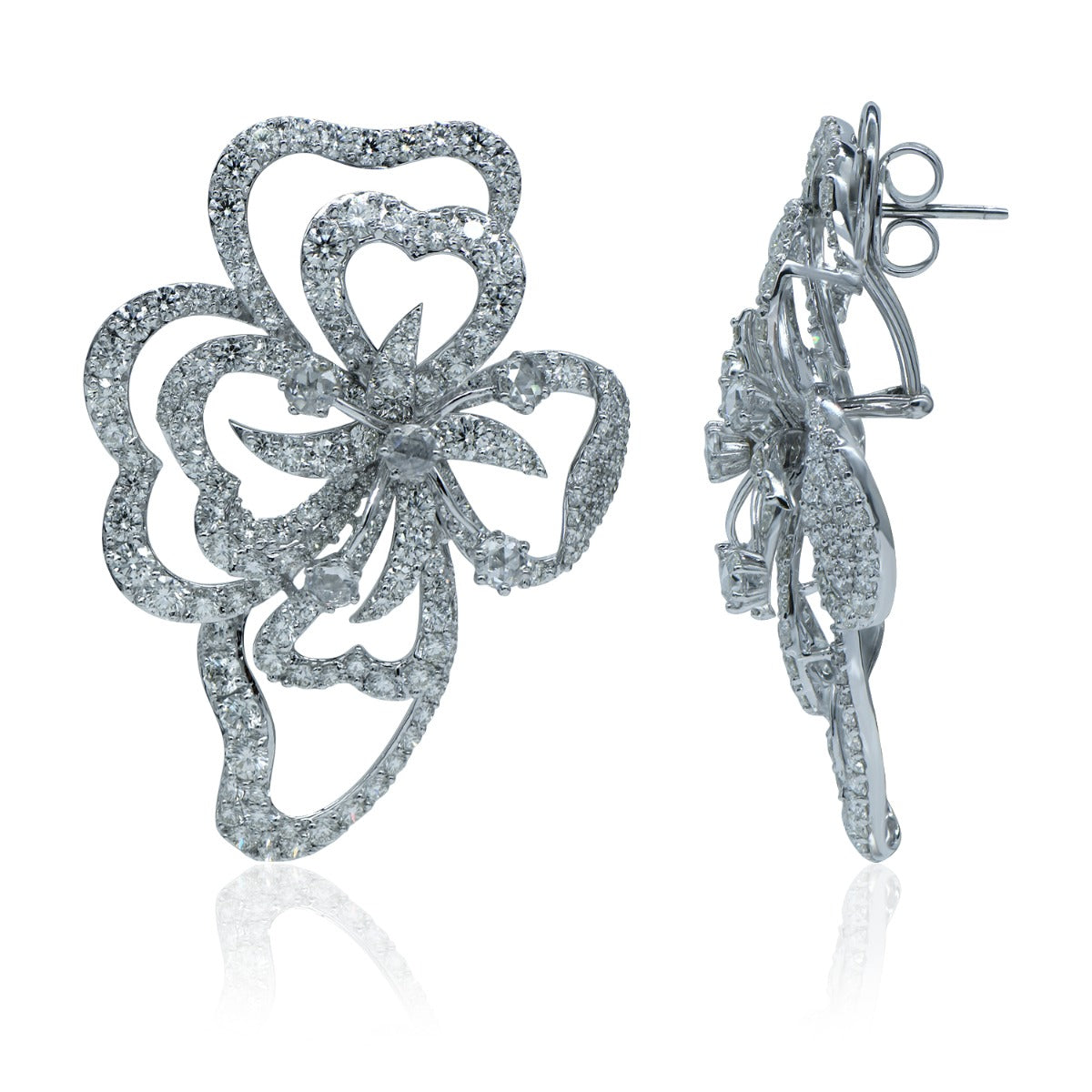 Ornate Floral Diamond Earrings
