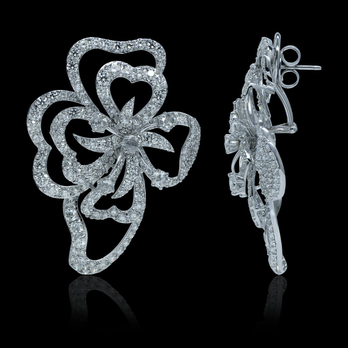 Ornate Floral Diamond Earrings