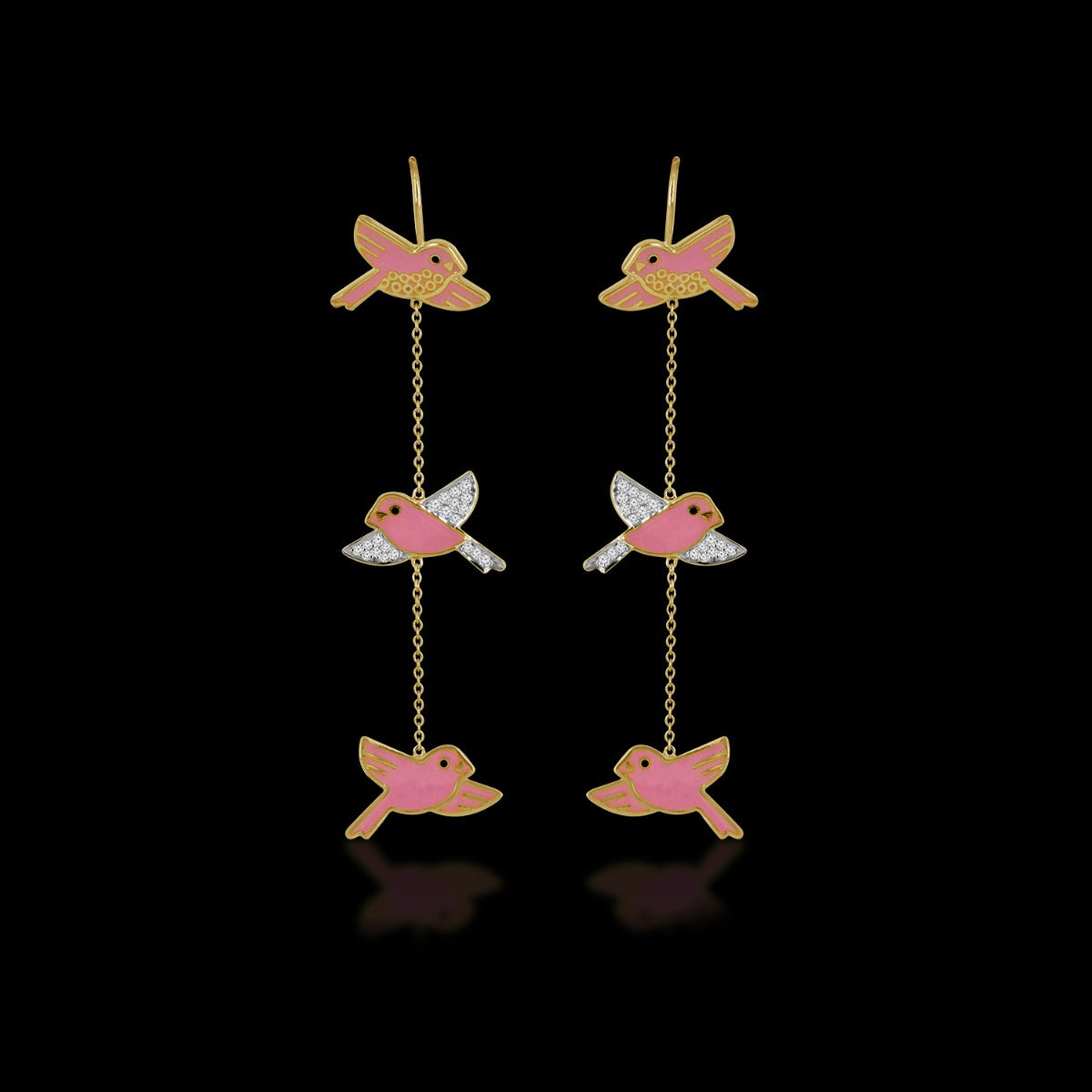Flying Love Birds Diamond Earrings