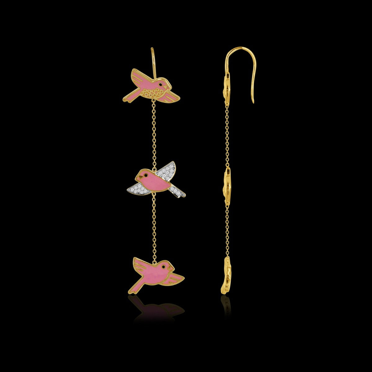 Flying Love Birds Diamond Earrings