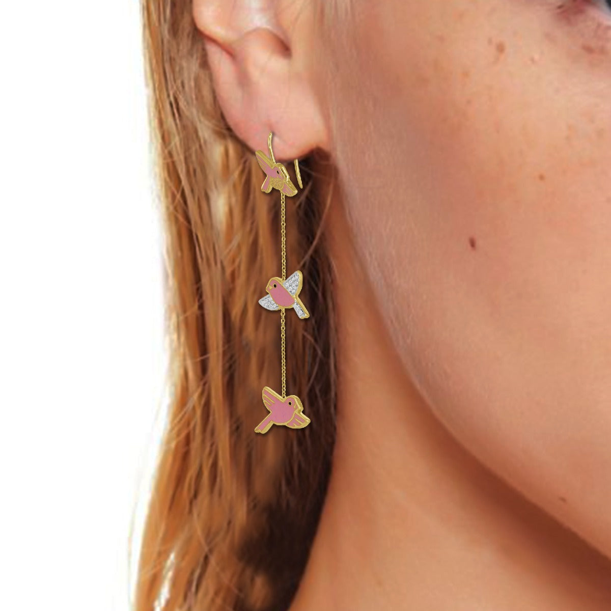 Flying Love Birds Diamond Earrings