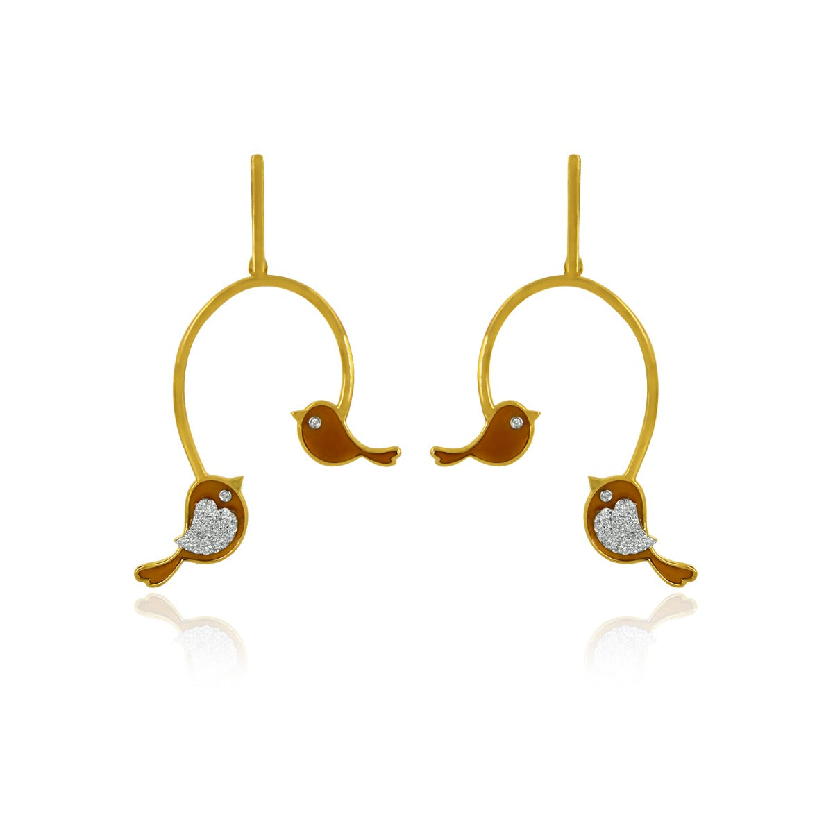 Love Birds Swing Diamond Earrings