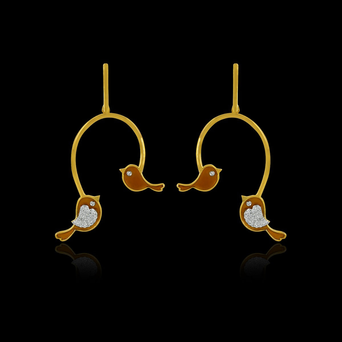 Love Birds Swing Diamond Earrings