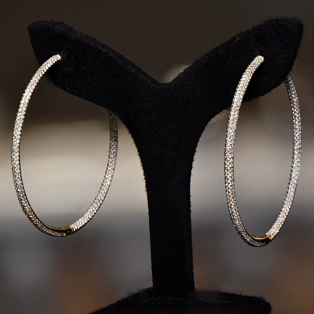 Banded Diamond Stiff Earrings