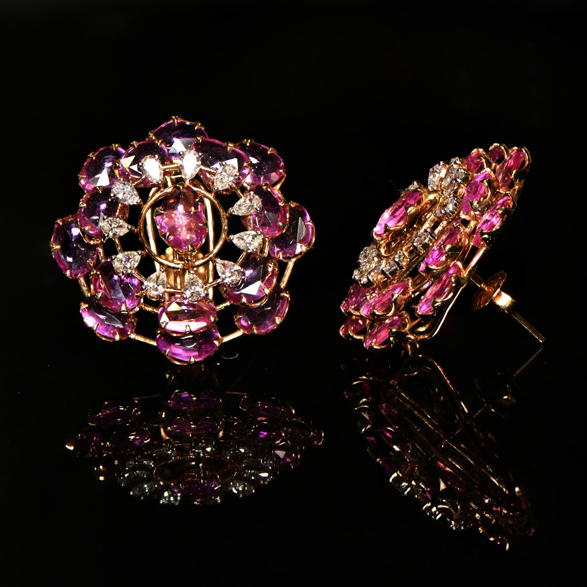 Sparkling Pink Diamond Statement Earrings