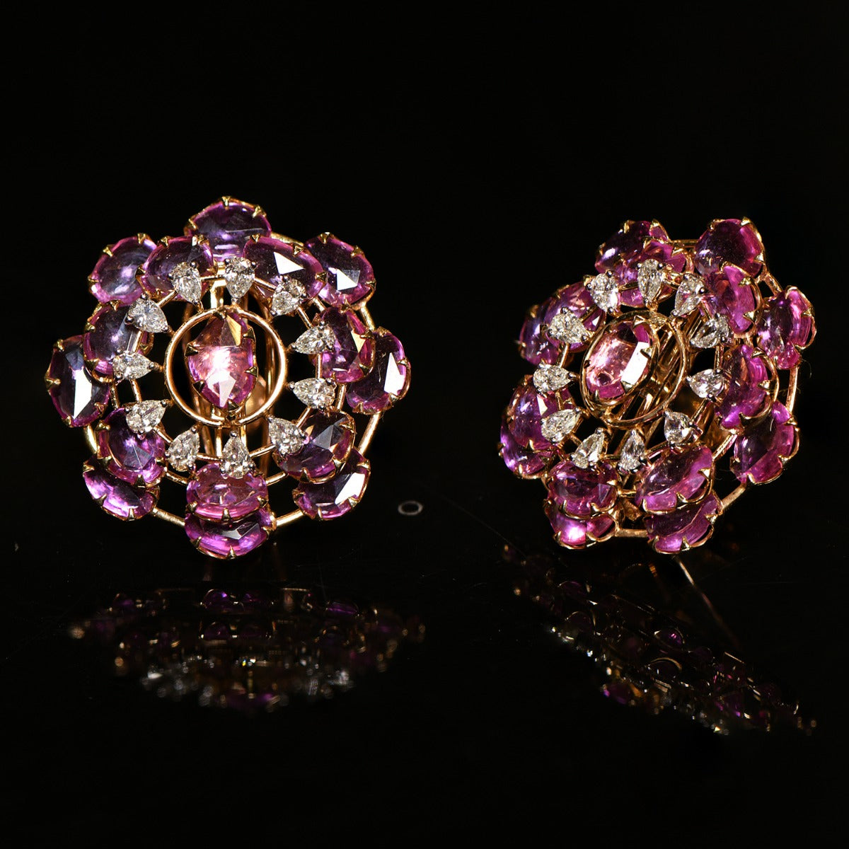 Sparkling Pink Diamond Statement Earrings