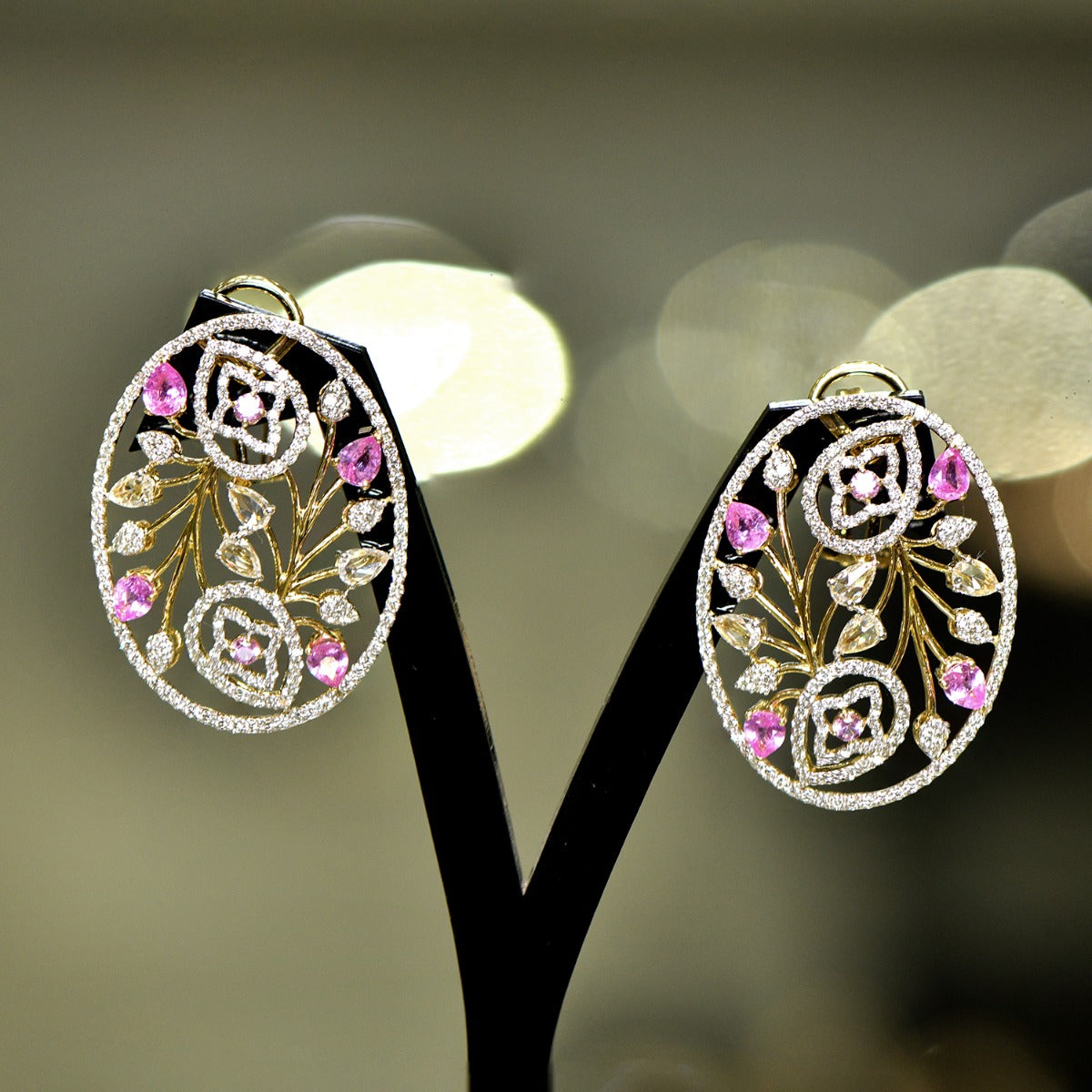 Pink Flossed Diamond Earrings