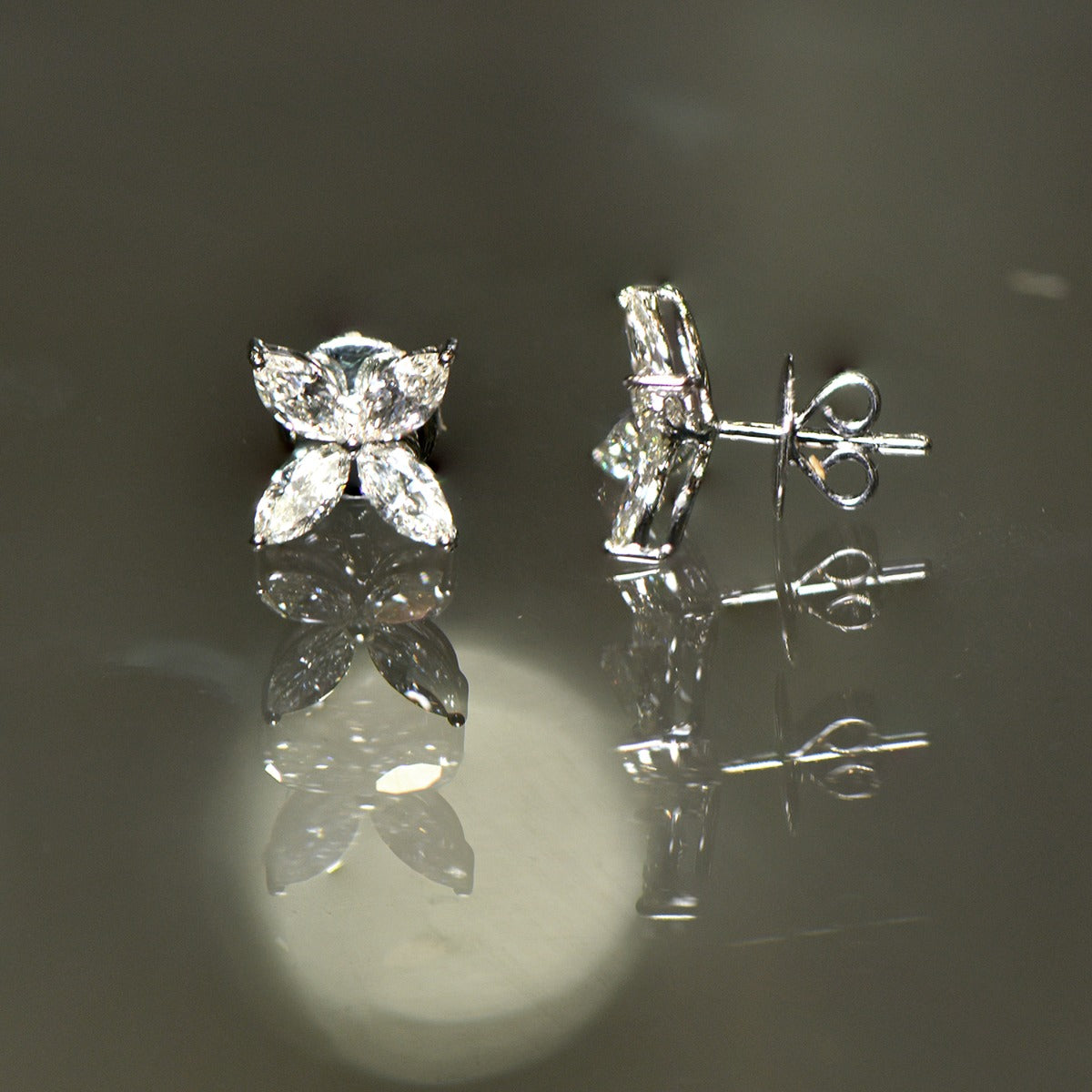 Twinkly Four Petal Diamond Earrings