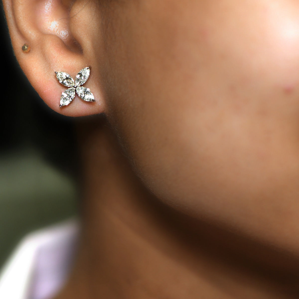 Twinkly Four Petal Diamond Earrings