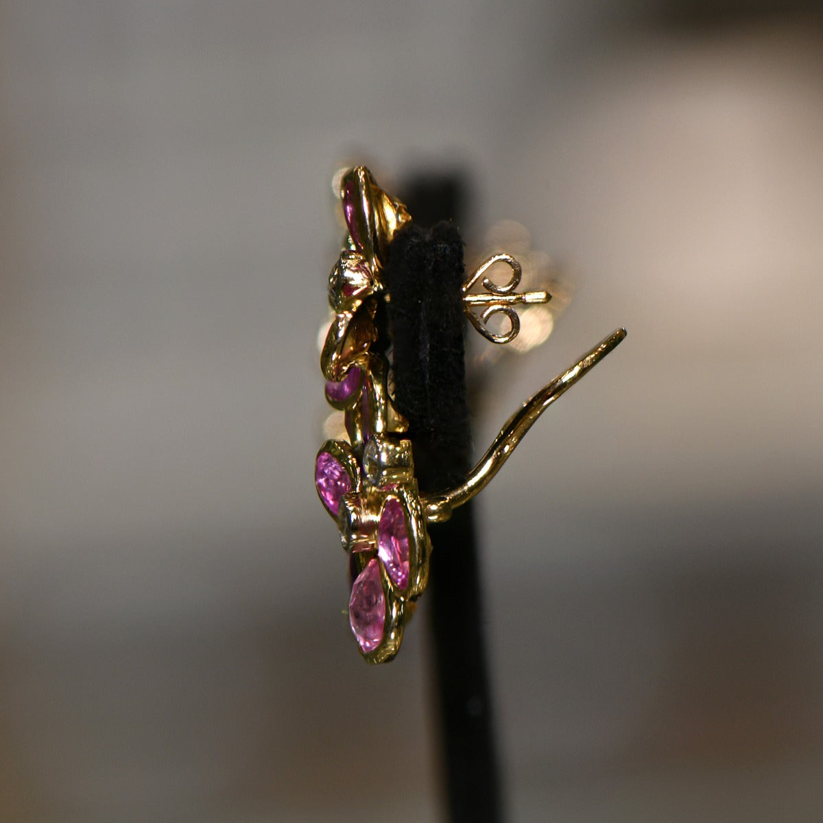 Pink Sapphire Flutter Diamond Earrings