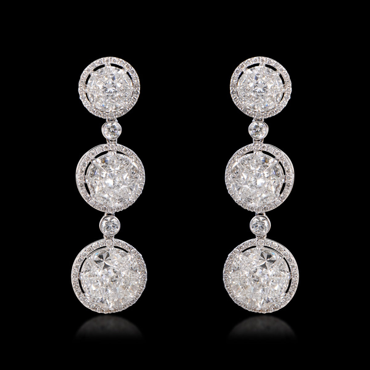 Smashing Three Ring Diamond Earrings