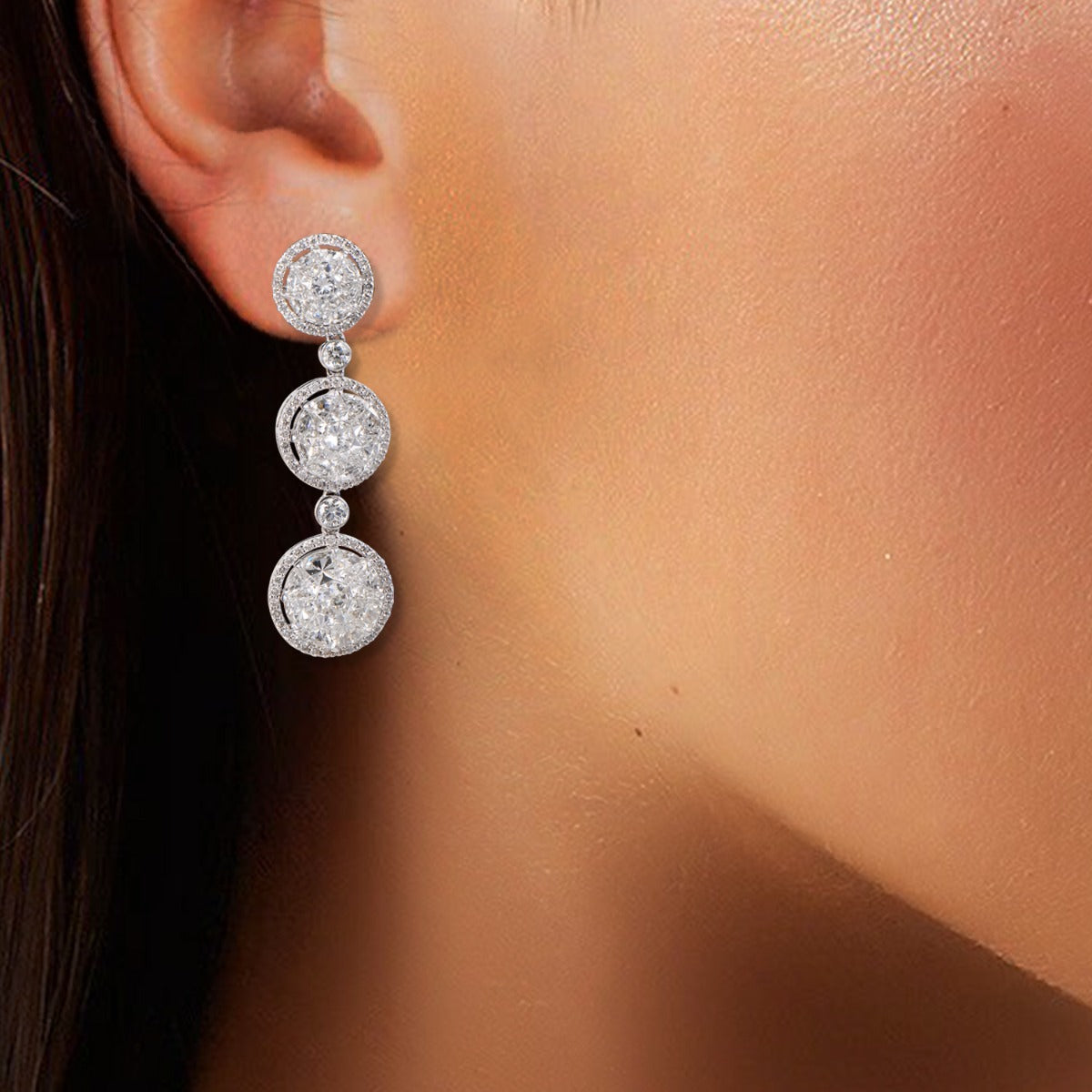 Smashing Three Ring Diamond Earrings