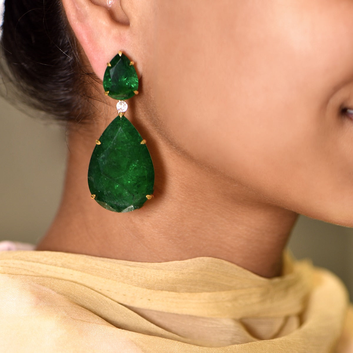 Exotic Emerald Pinned Earrings