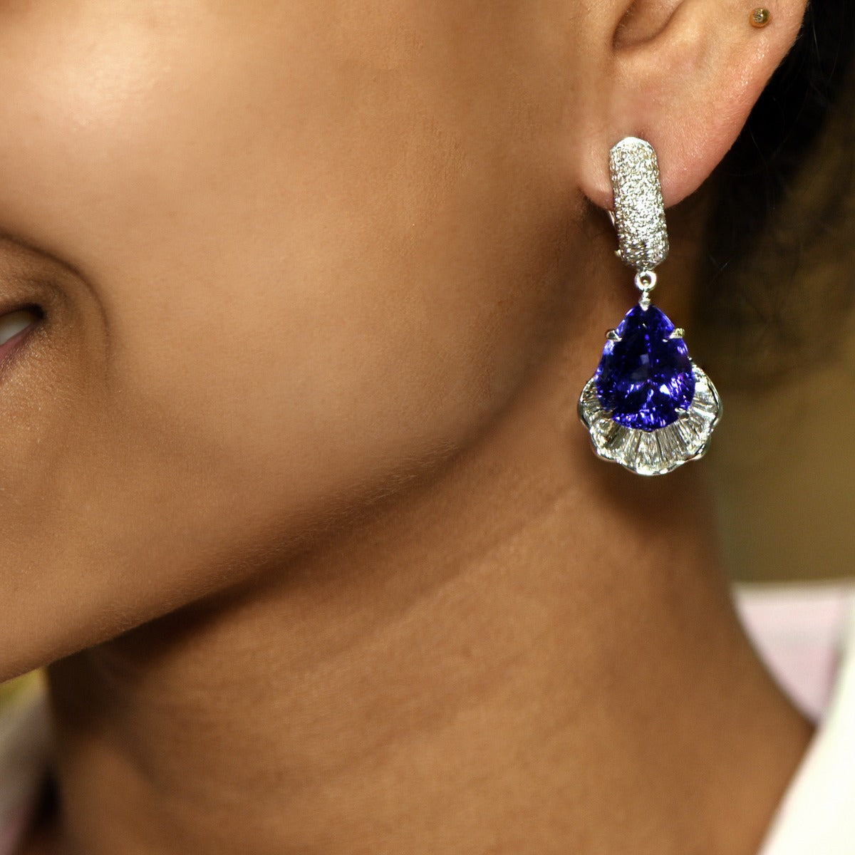Electric Blue Diamond Earrings