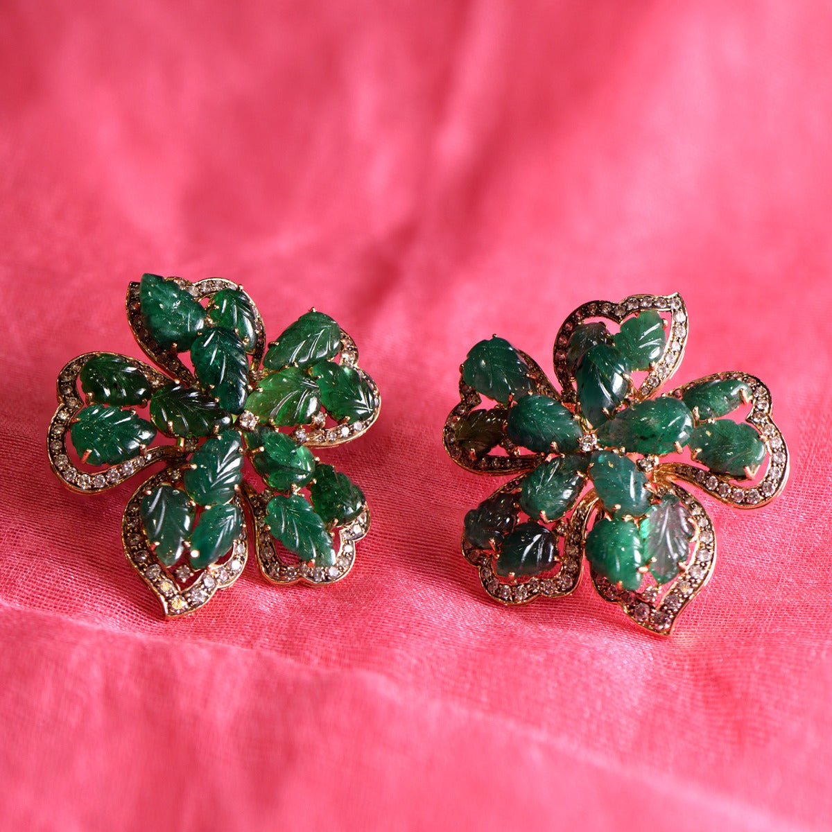 Leaf in a Petal Diamond Earrings