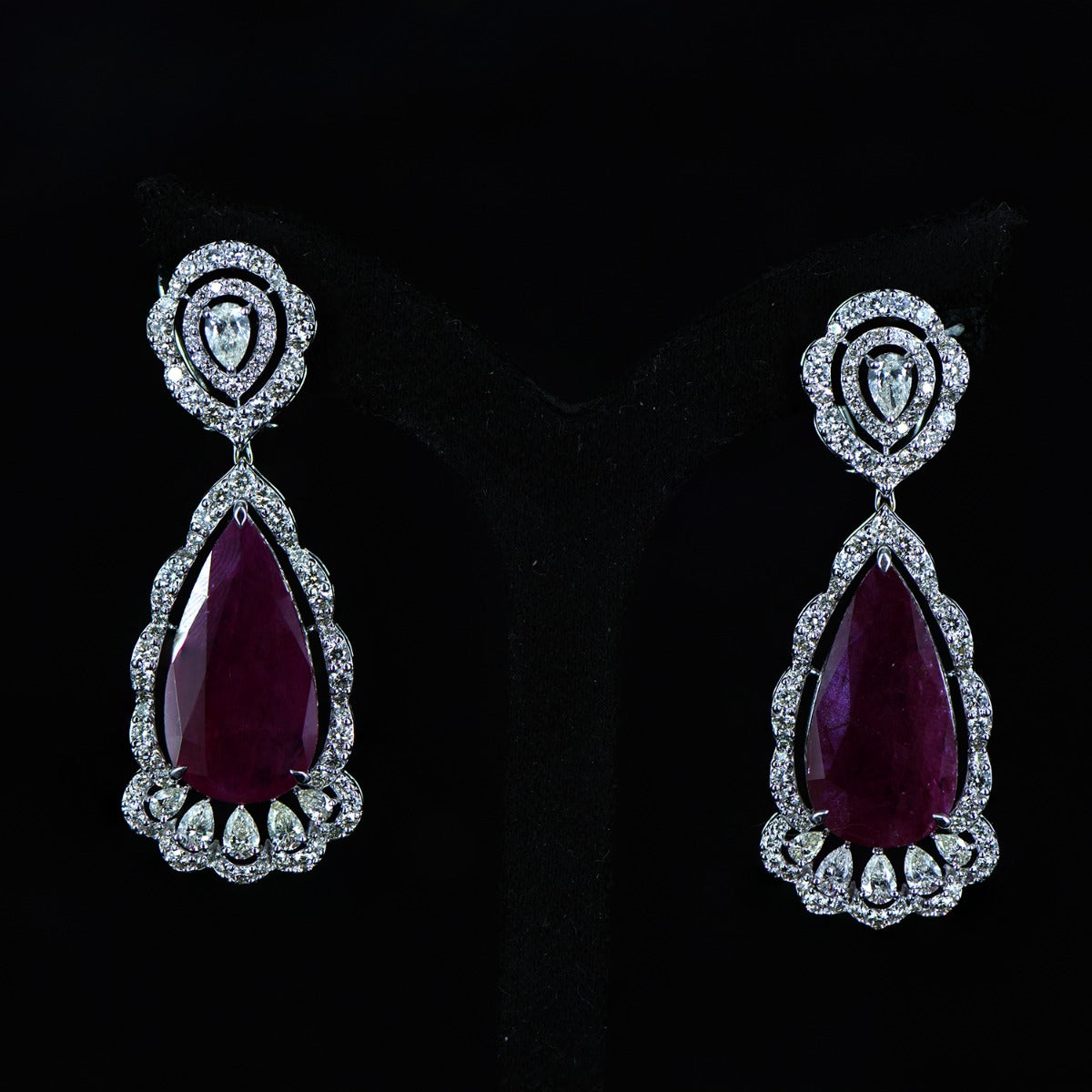Maroon Moon Diamond Earrings