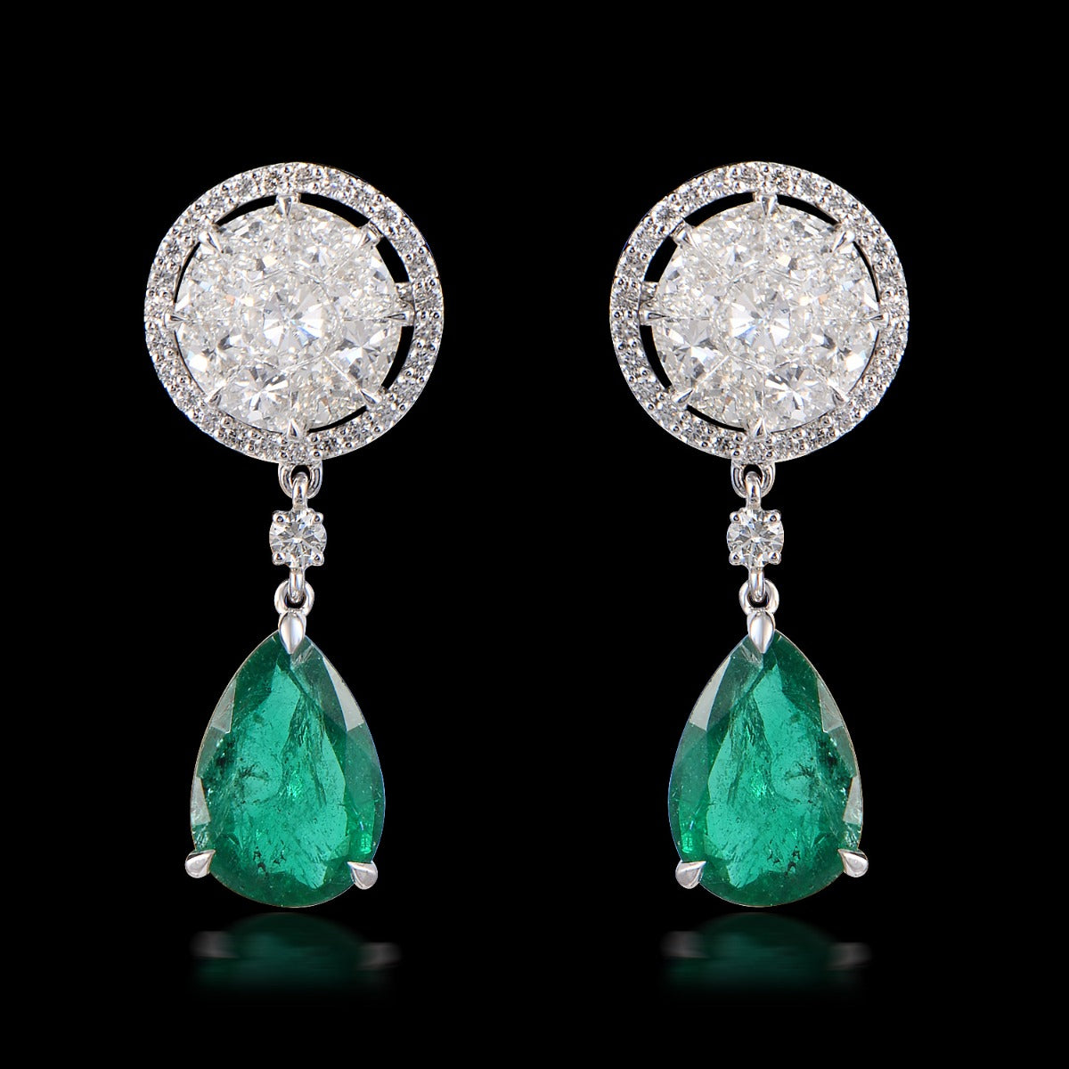 Halo Drop Diamond Earrings