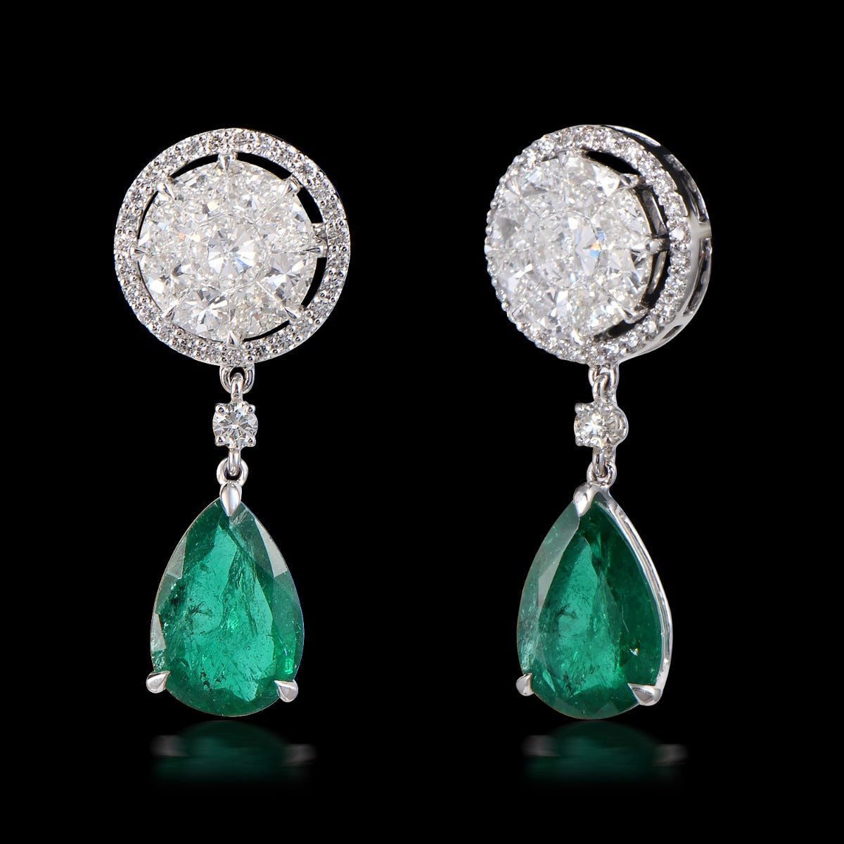 Halo Drop Diamond Earrings