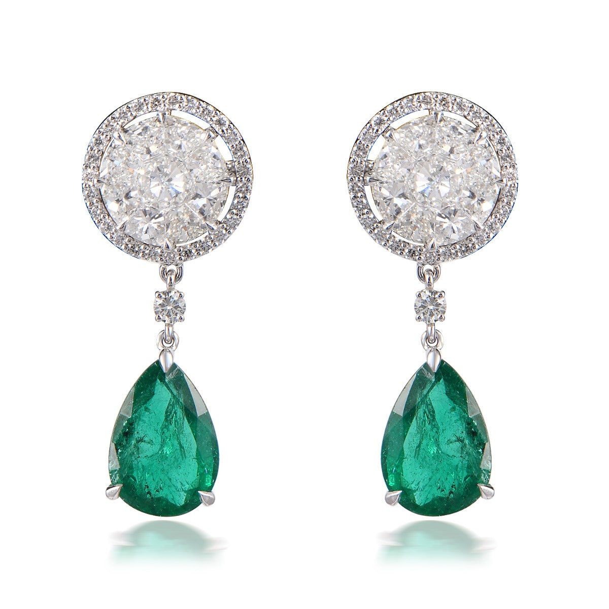 Halo Drop Diamond Earrings