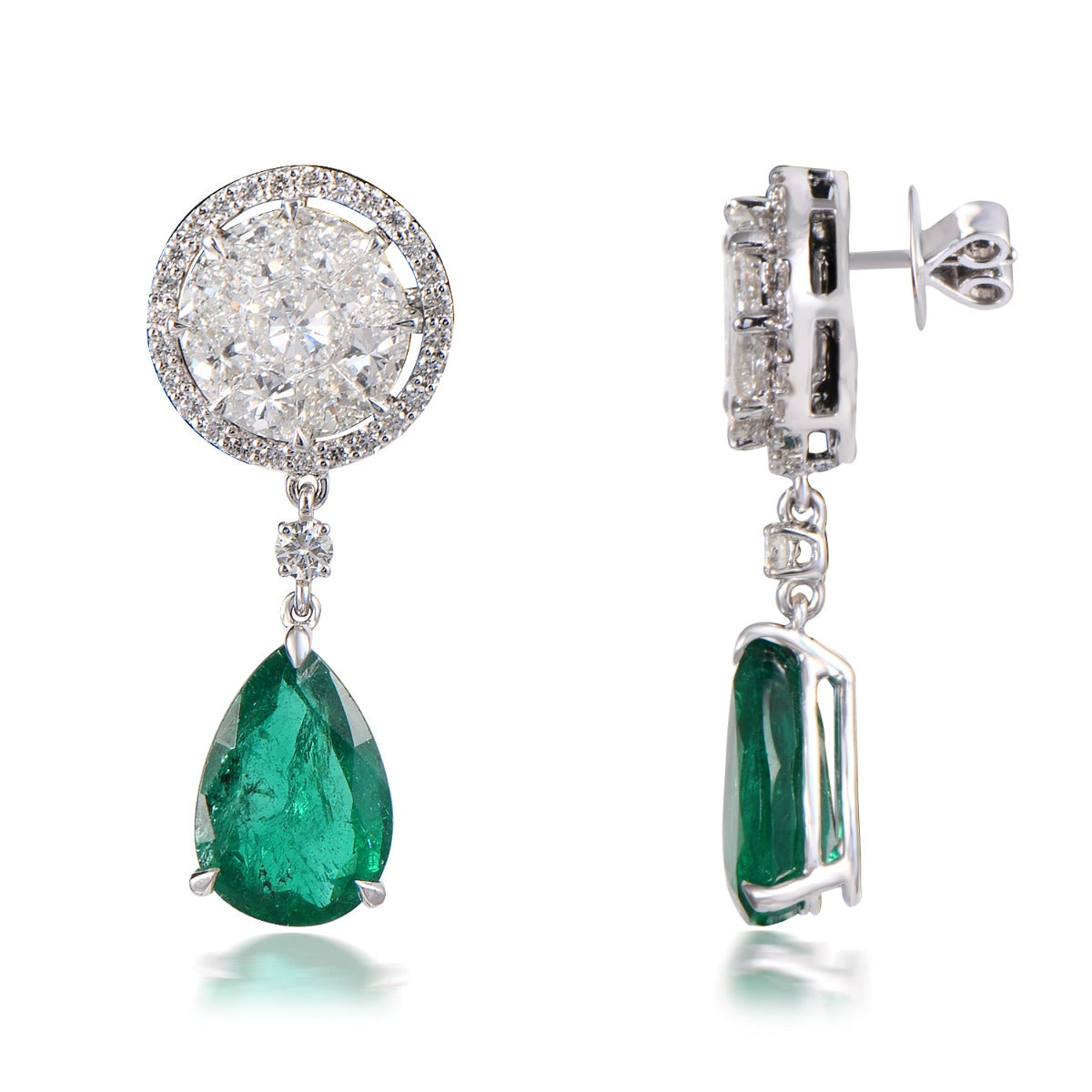 Halo Drop Diamond Earrings