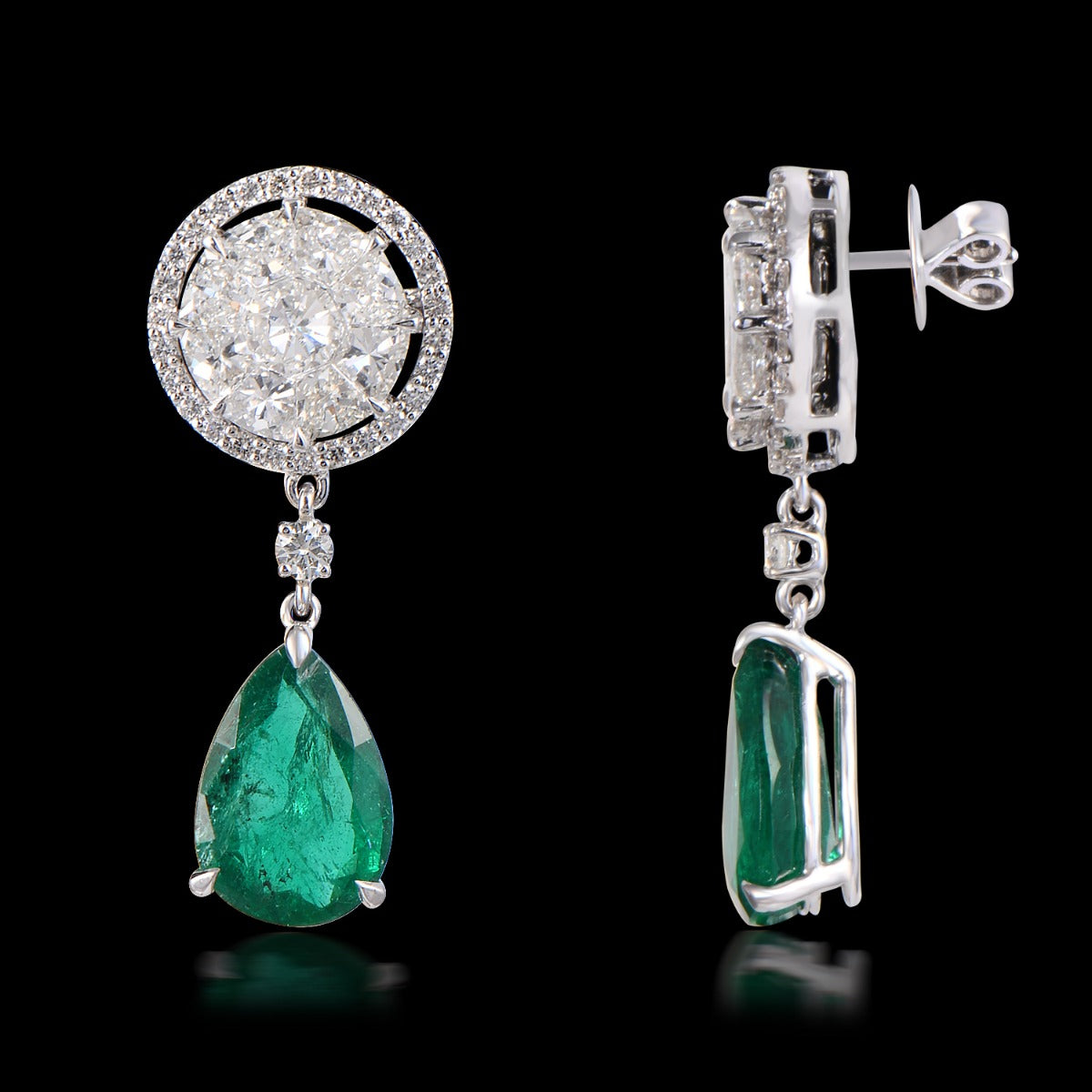 Halo Drop Diamond Earrings