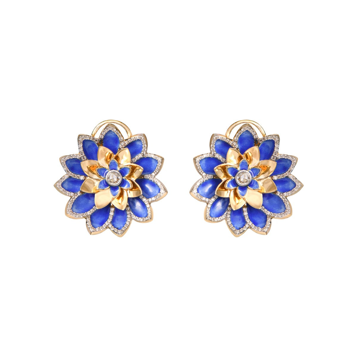 Regal Lotus Diamond Earrings