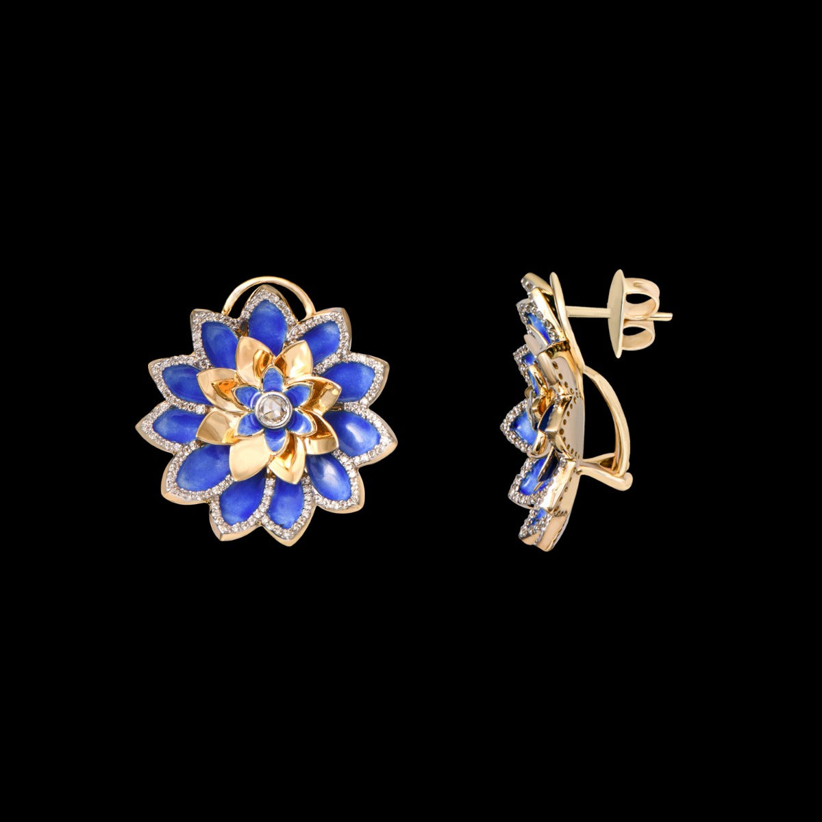 Regal Lotus Diamond Earrings