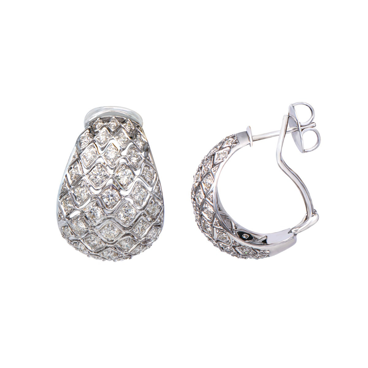 Checkered Braid Diamond Earrings