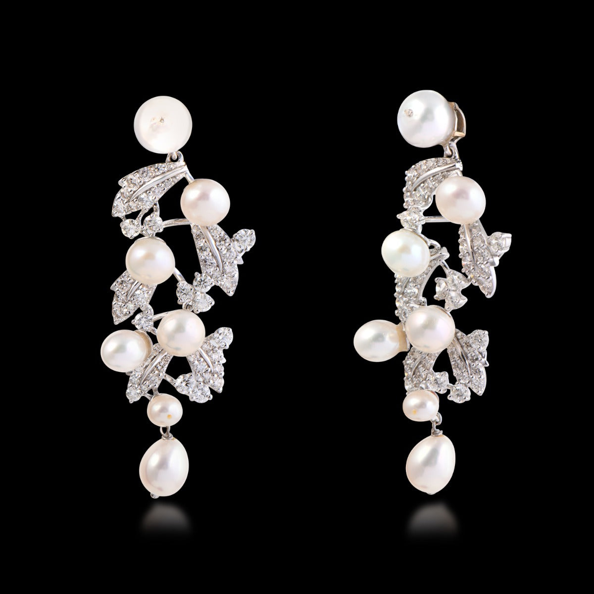Valley Of Pearl Diamond Earrings
