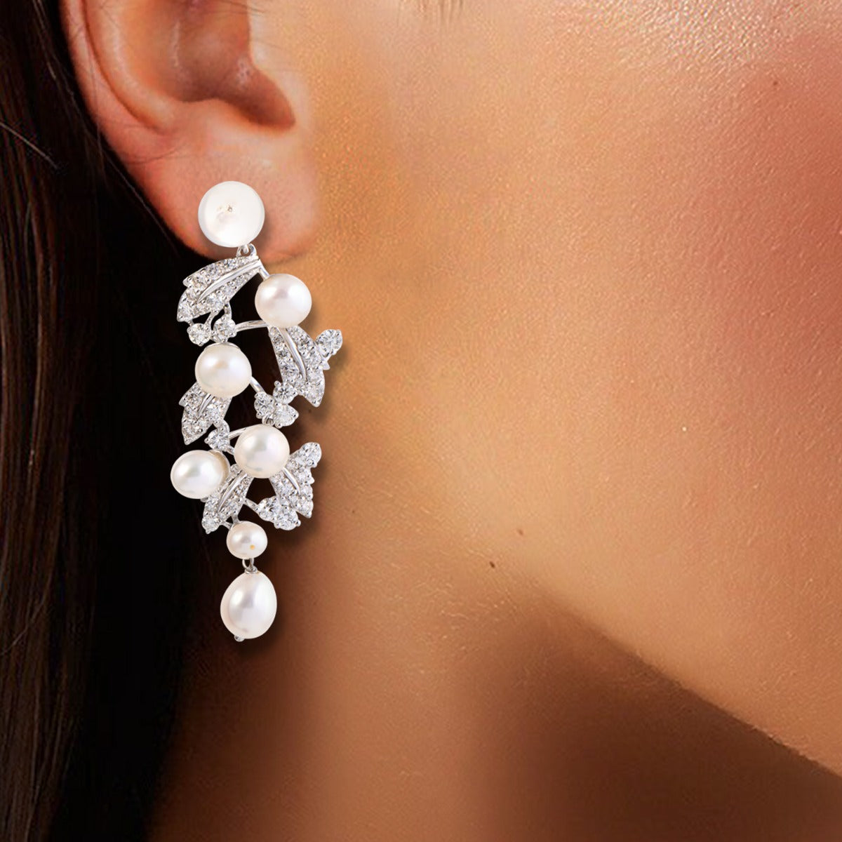 Valley Of Pearl Diamond Earrings