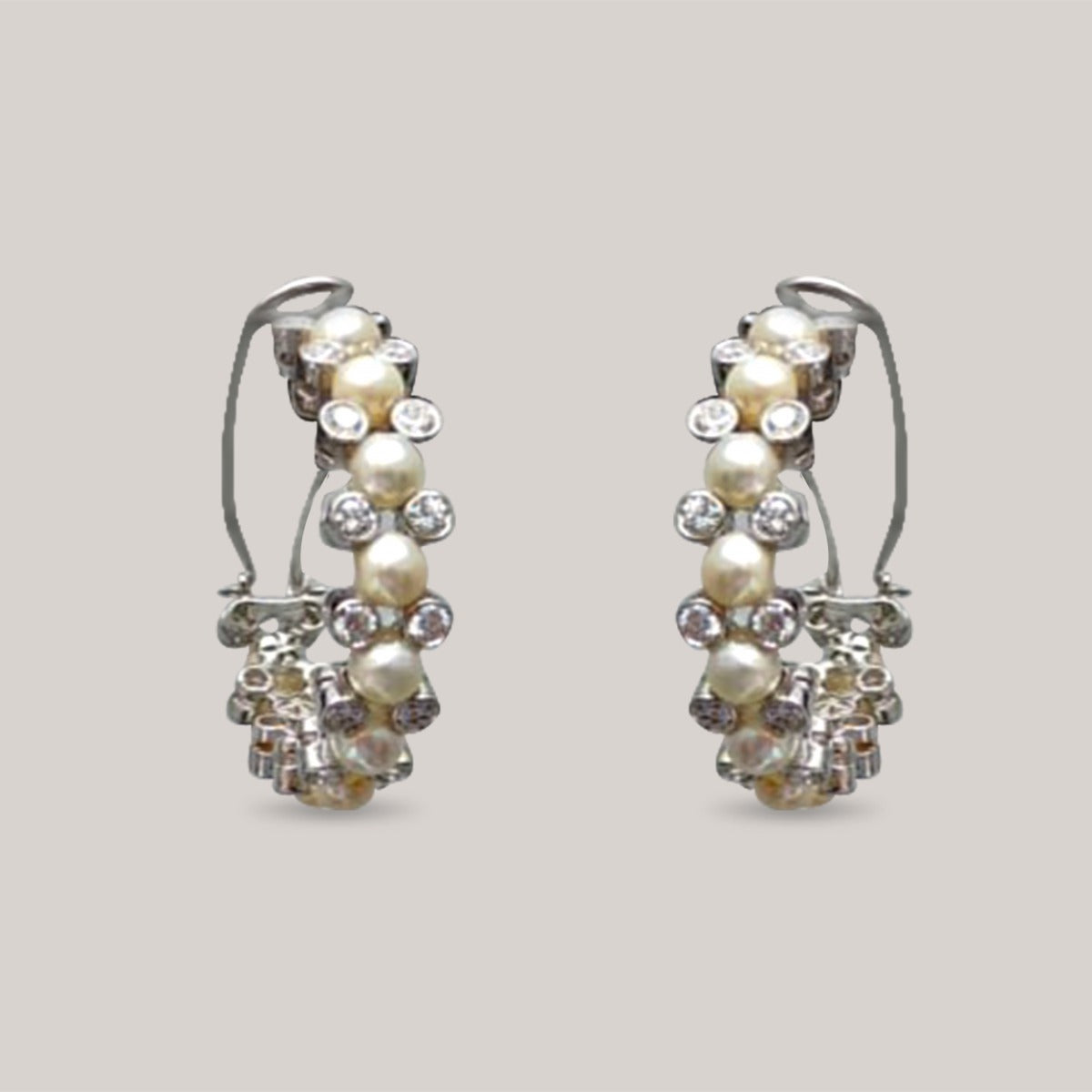 Blush Pearl Charm Diamond Earrings