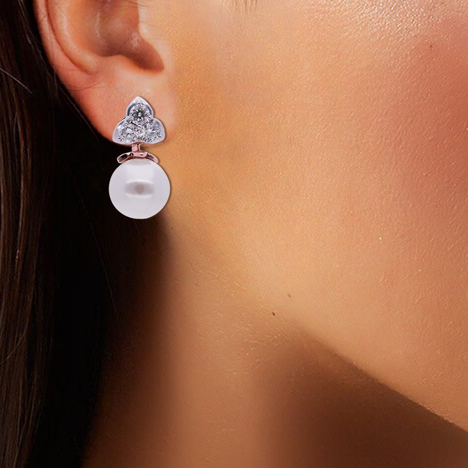 Diamondelle Pearl Diamond Earrings