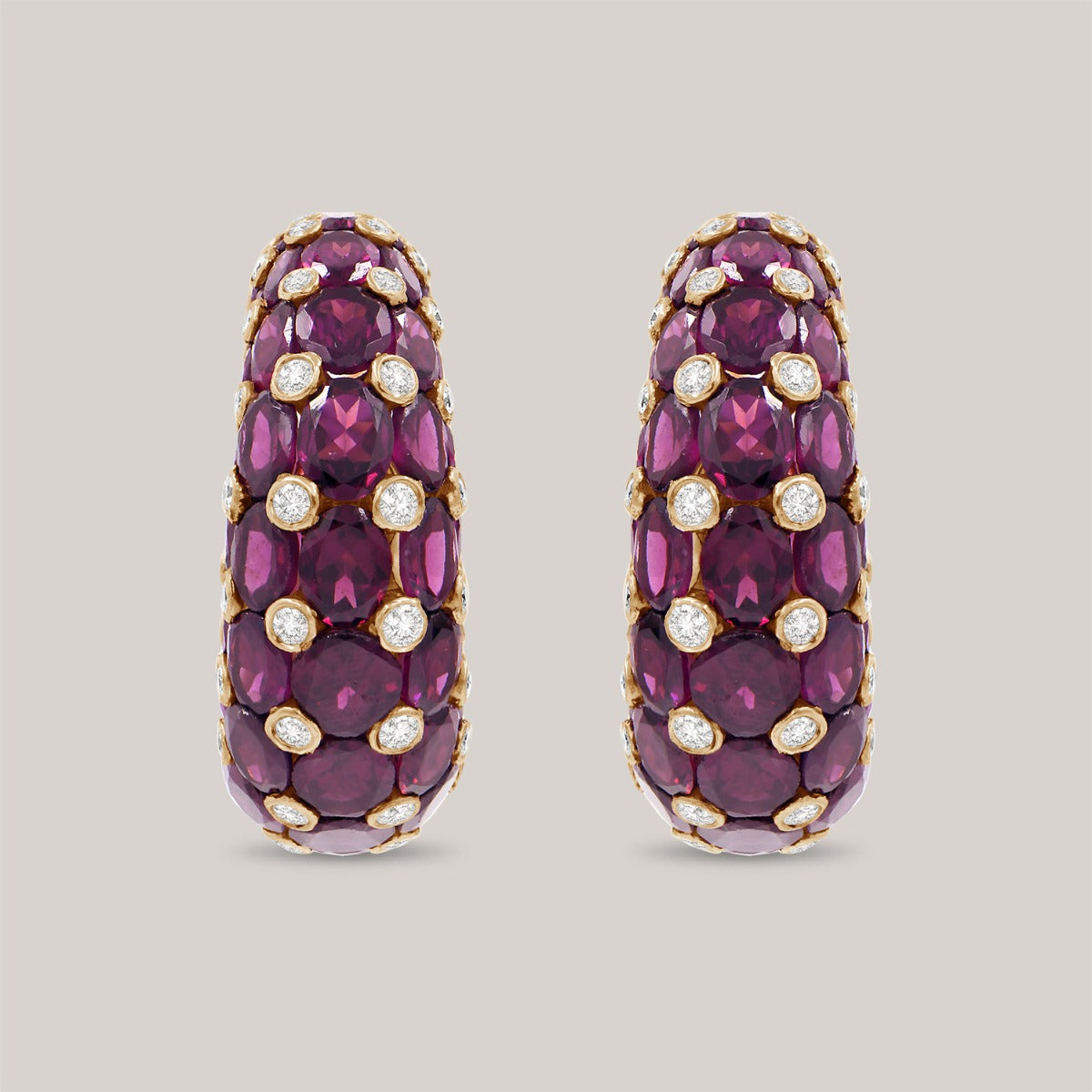 Radiant Rhodolite Diamond Earrings