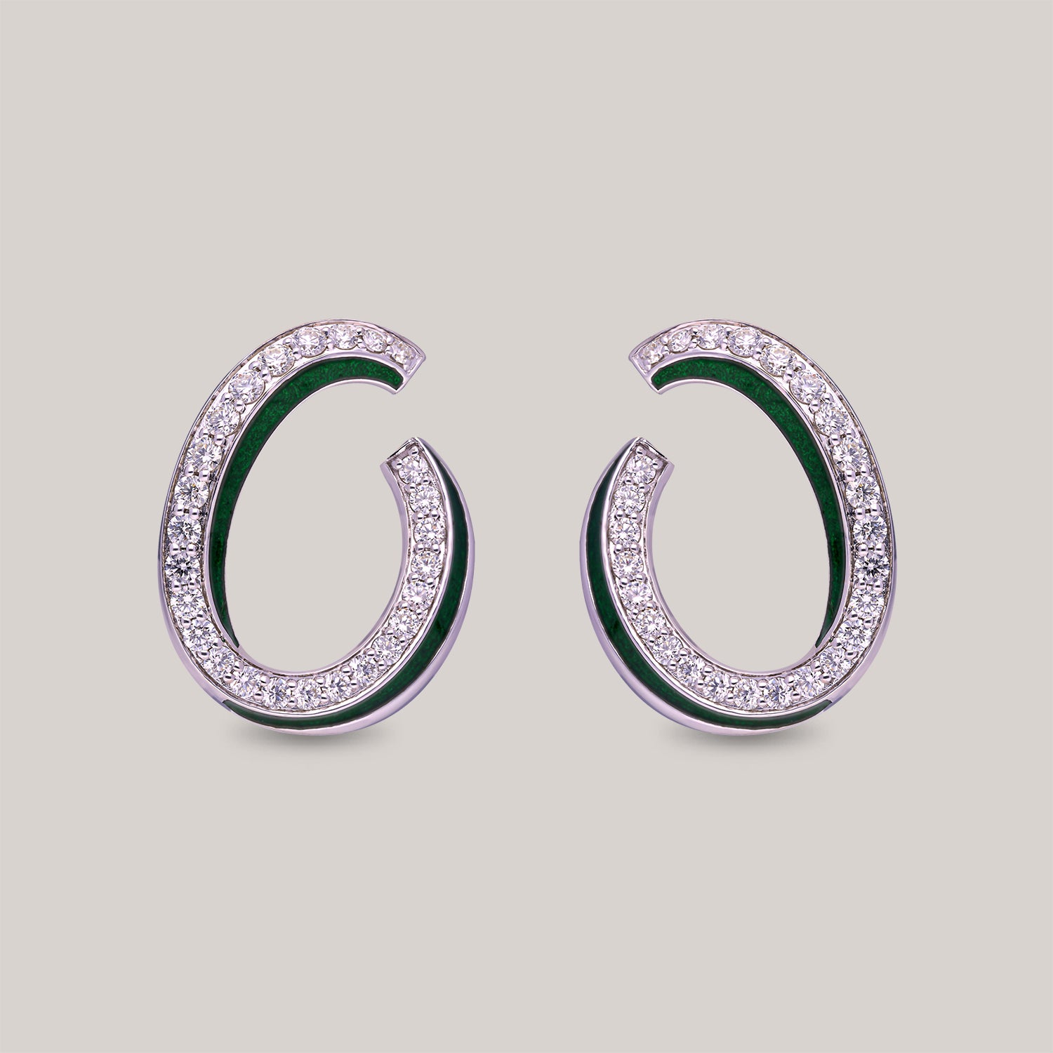 Flair Emerald Hoop Diamond Earrings