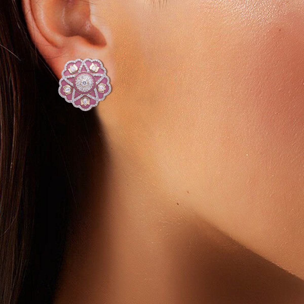 Hexagon Diamond Earrings