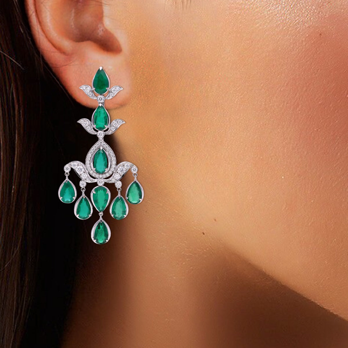 Verdant Cascade Diamond Earrings