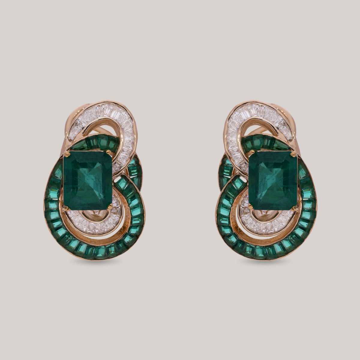 Enchanted Green Spiral Diamond Earrings