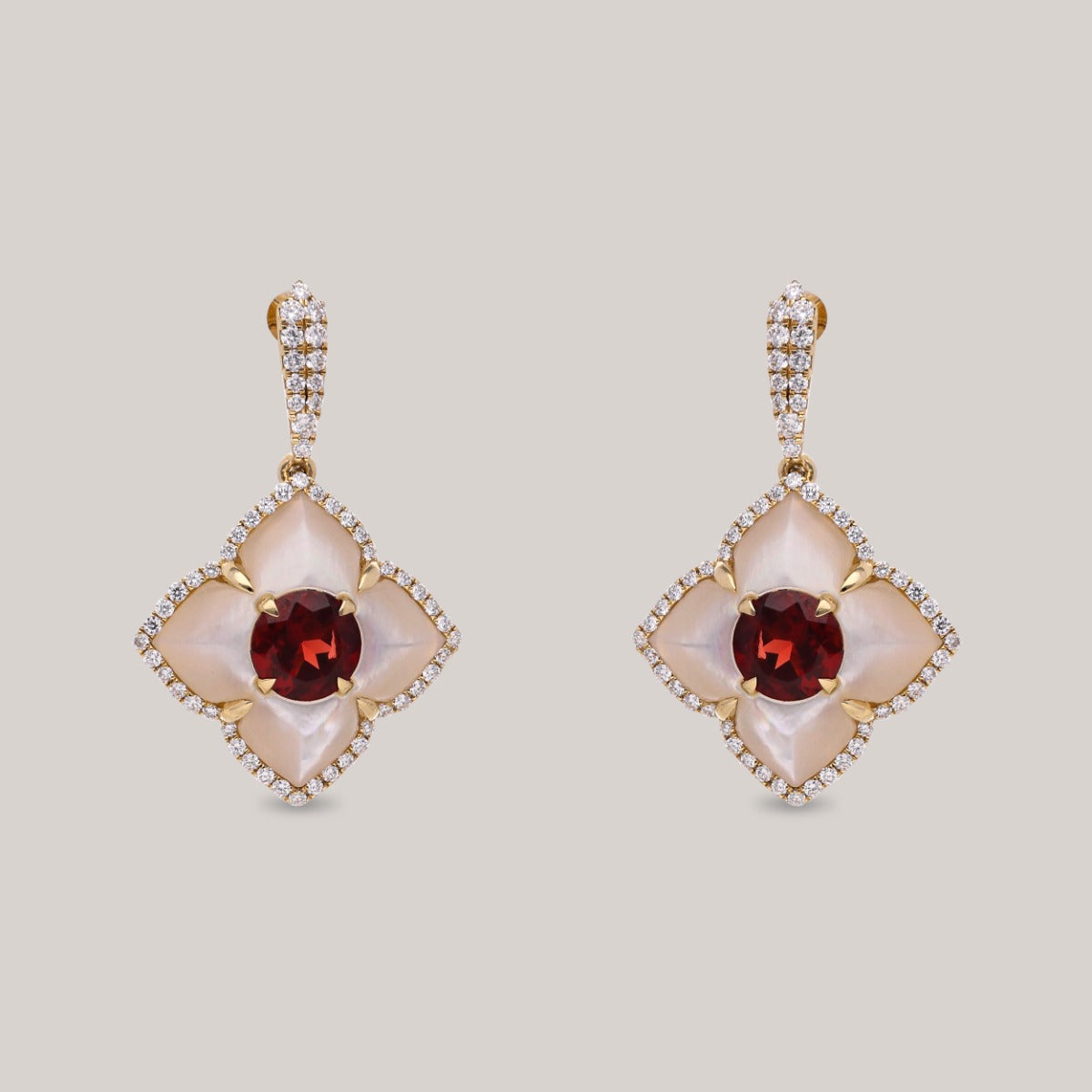 Crimson Blossom Diamond Earrings