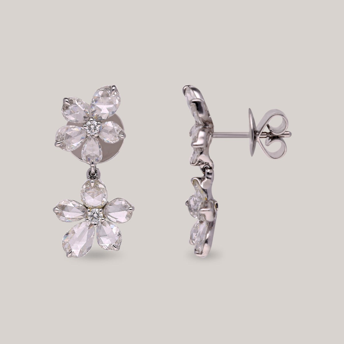Crystal Rosette Diamond Earrings