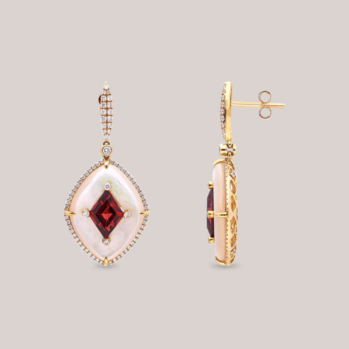 Moonlit Crimson Diamond Earrings