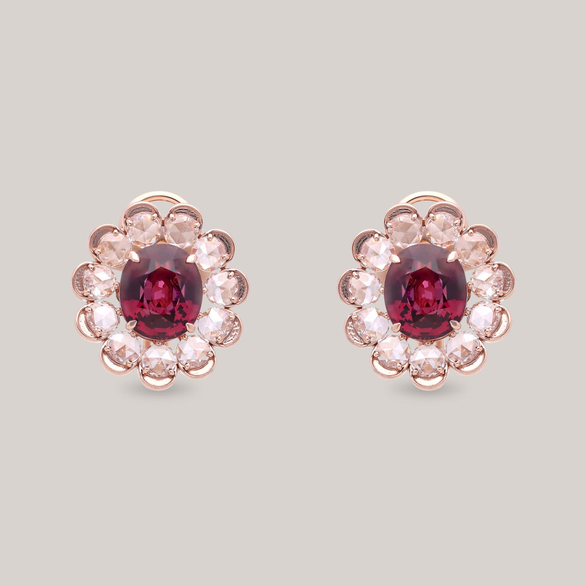 Royal Garnet Diamond Earrings