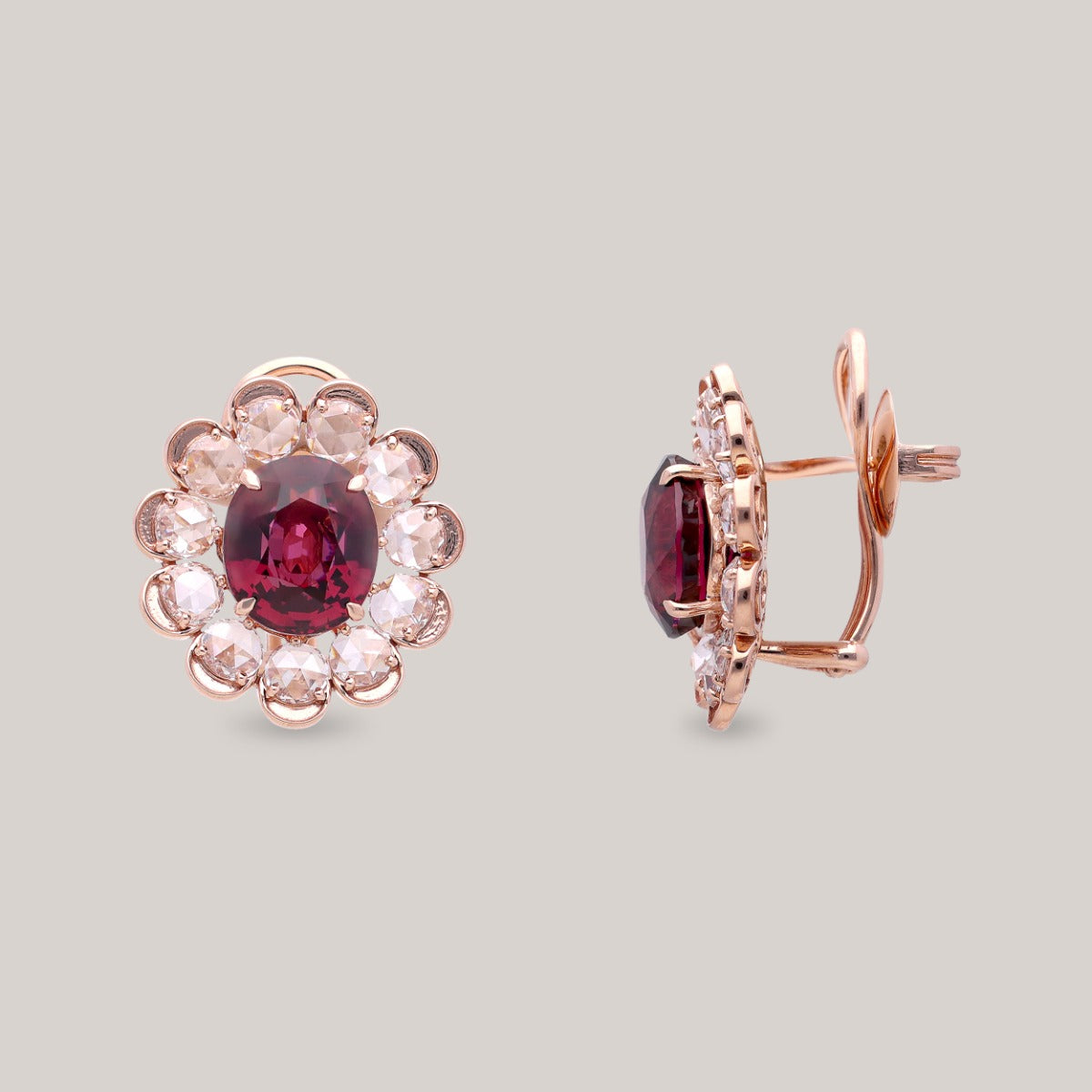 Royal Garnet Diamond Earrings