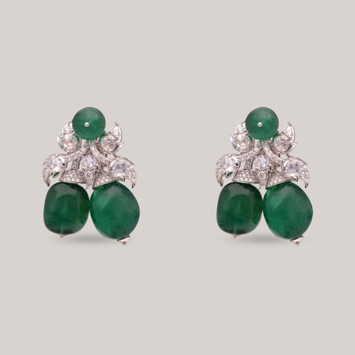 Emerald Pod Diamond Earrings