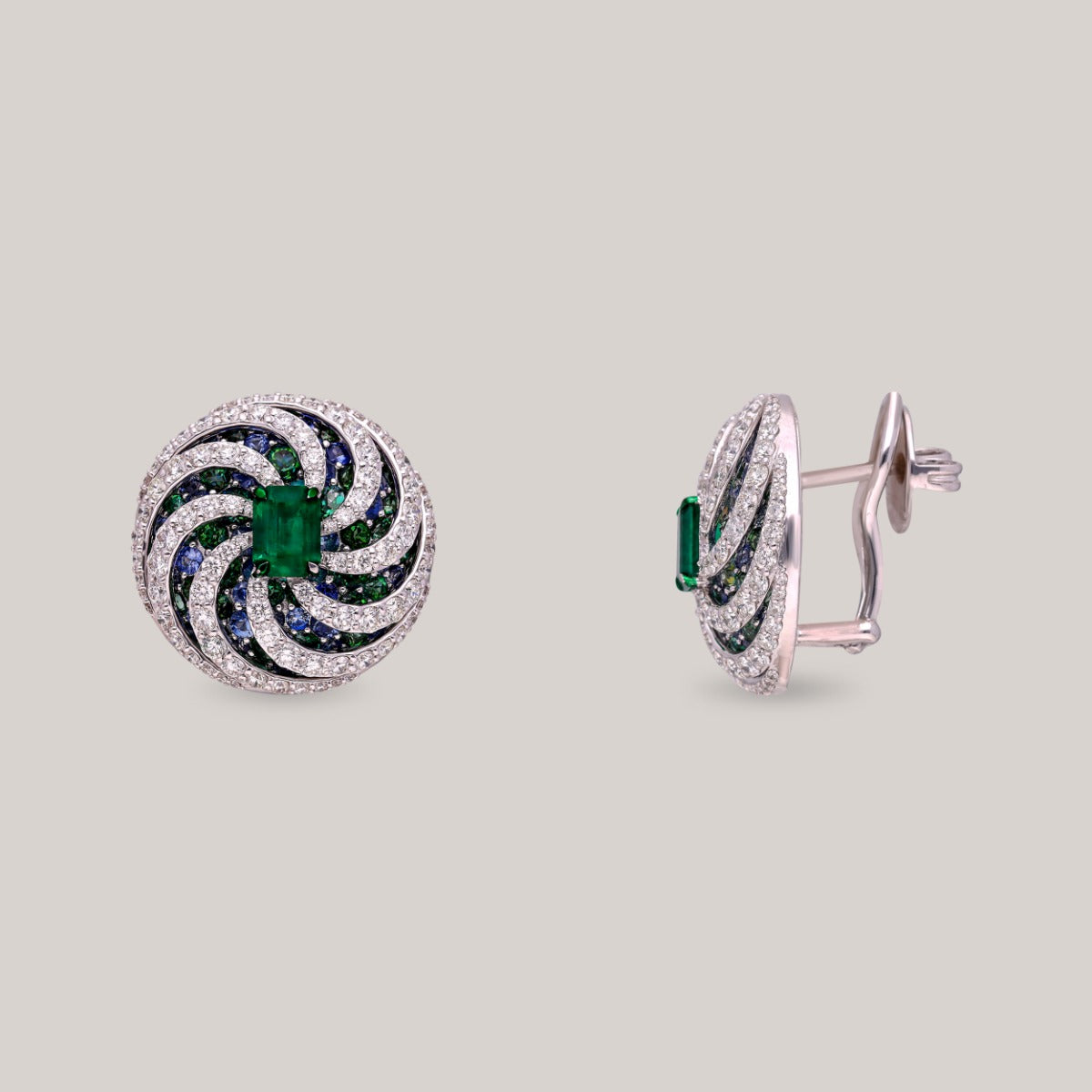 Emerald Galaxy Diamond Earrings