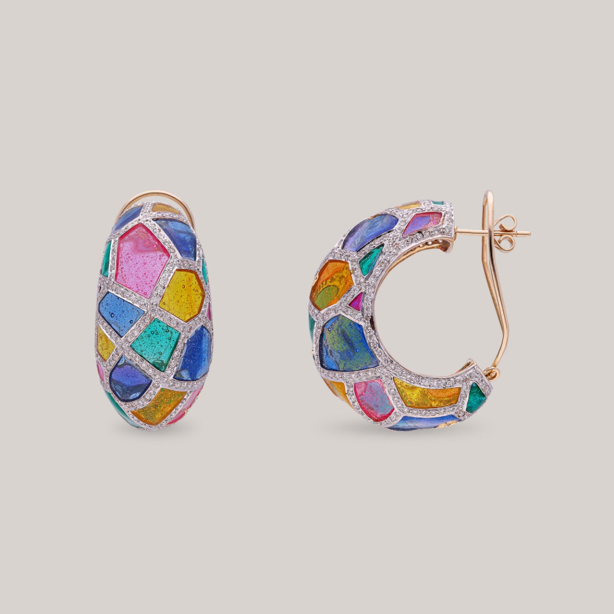 Rainbow Reef Diamond Hoops