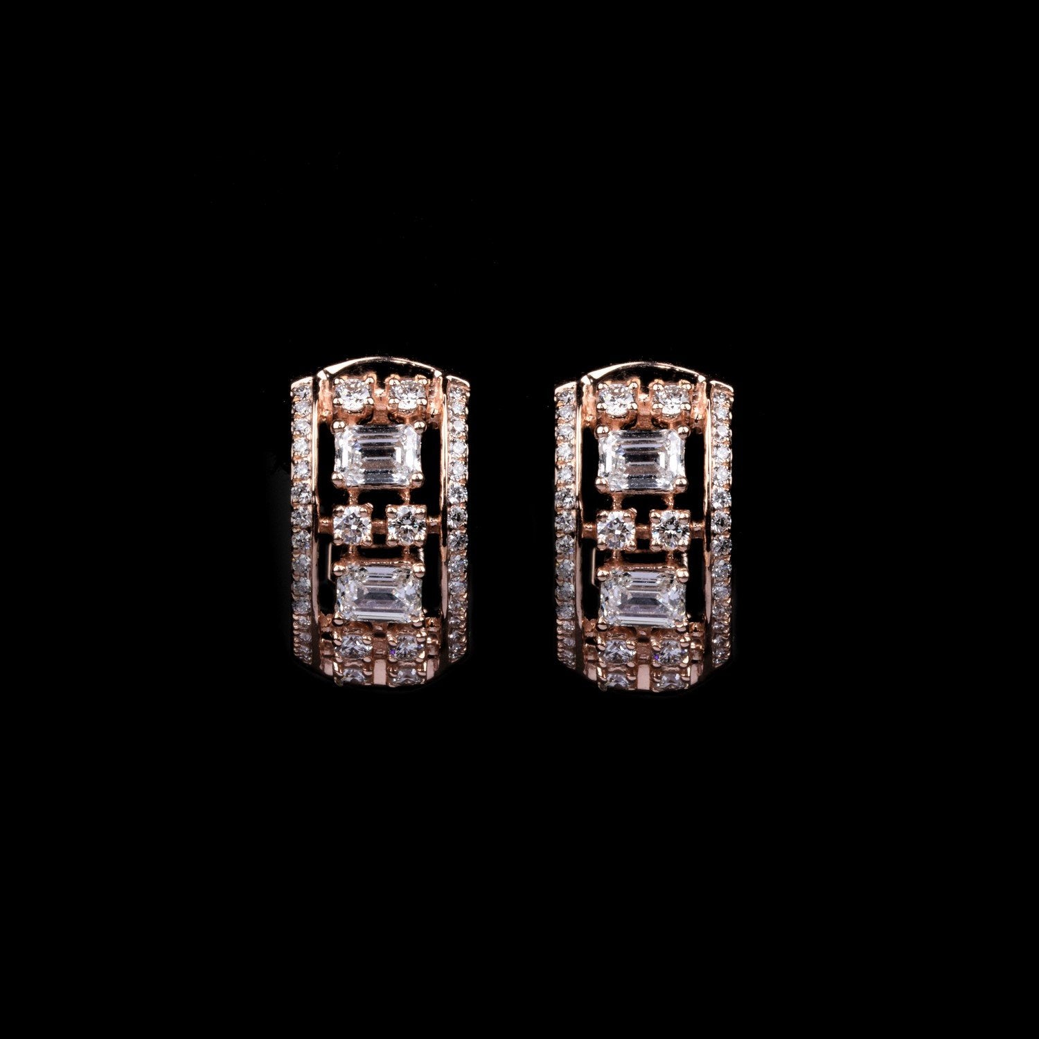 Cluster Hoop Diamond Earrings