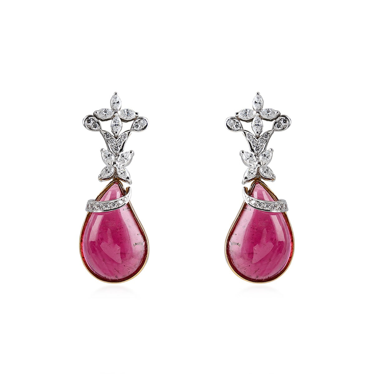 Pink Droplet Diamond Earrings