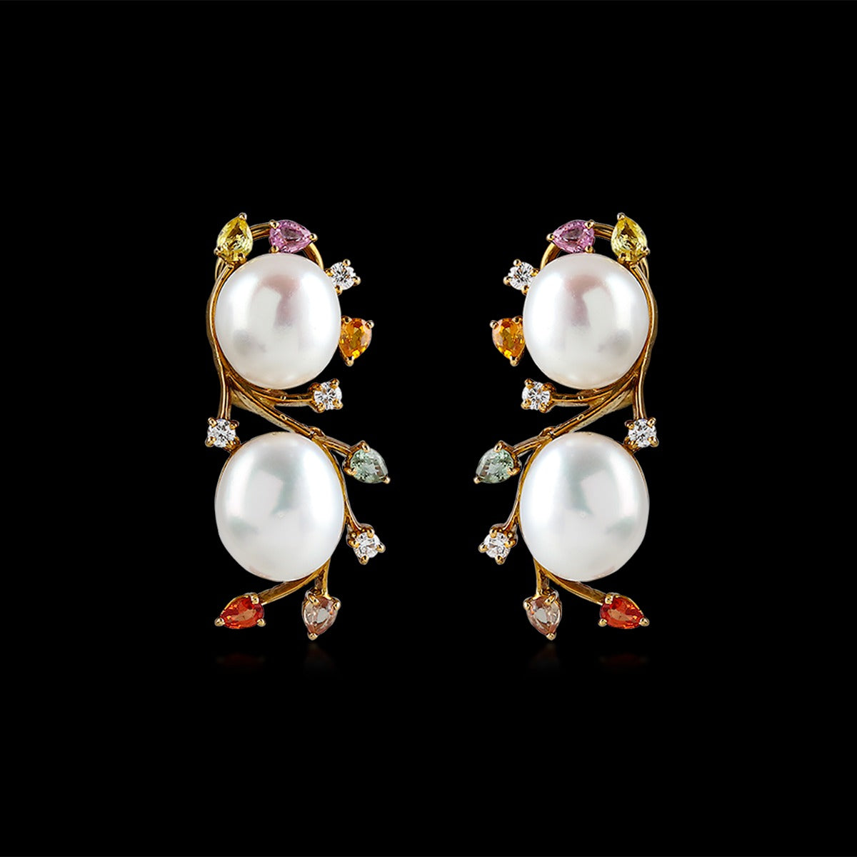 Pearly Dance Diamond Earrings