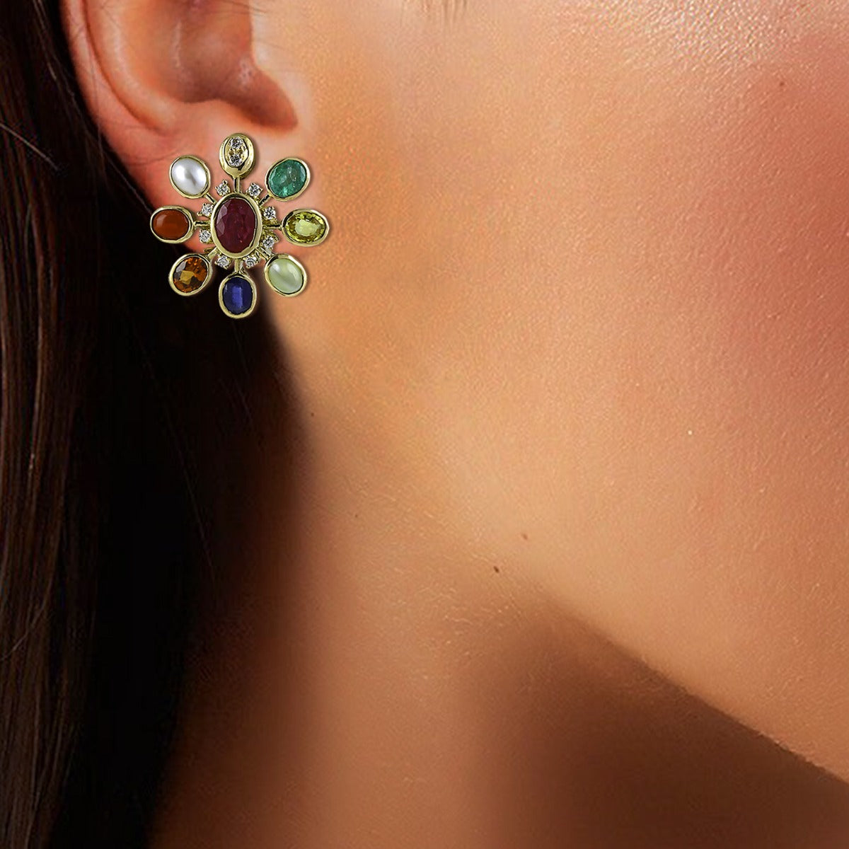 Varied Stone Diamond Earrings