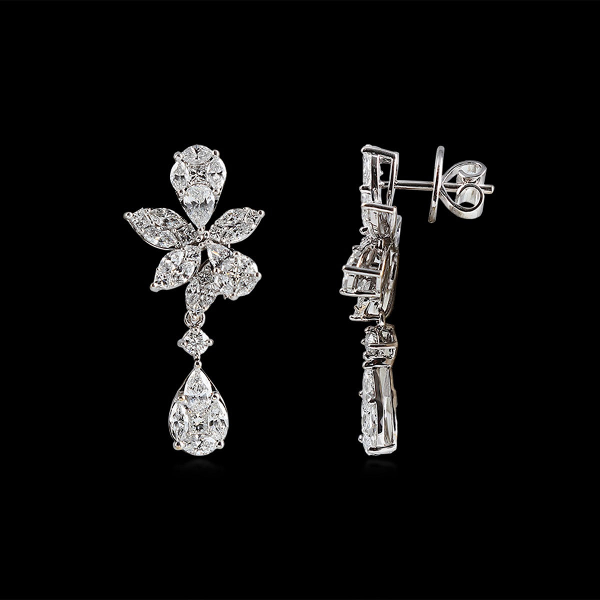 Archaic Flower Diamond Earrings